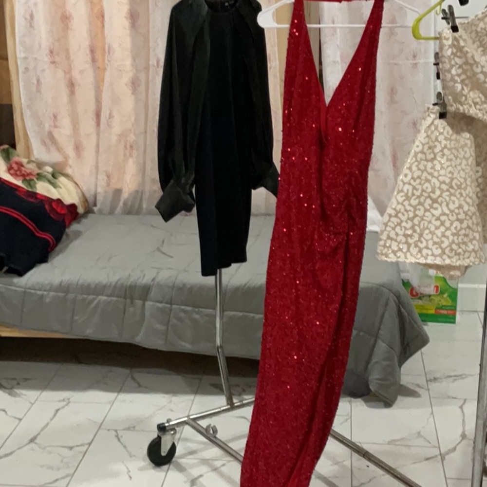 Red Sequin Evening Gown